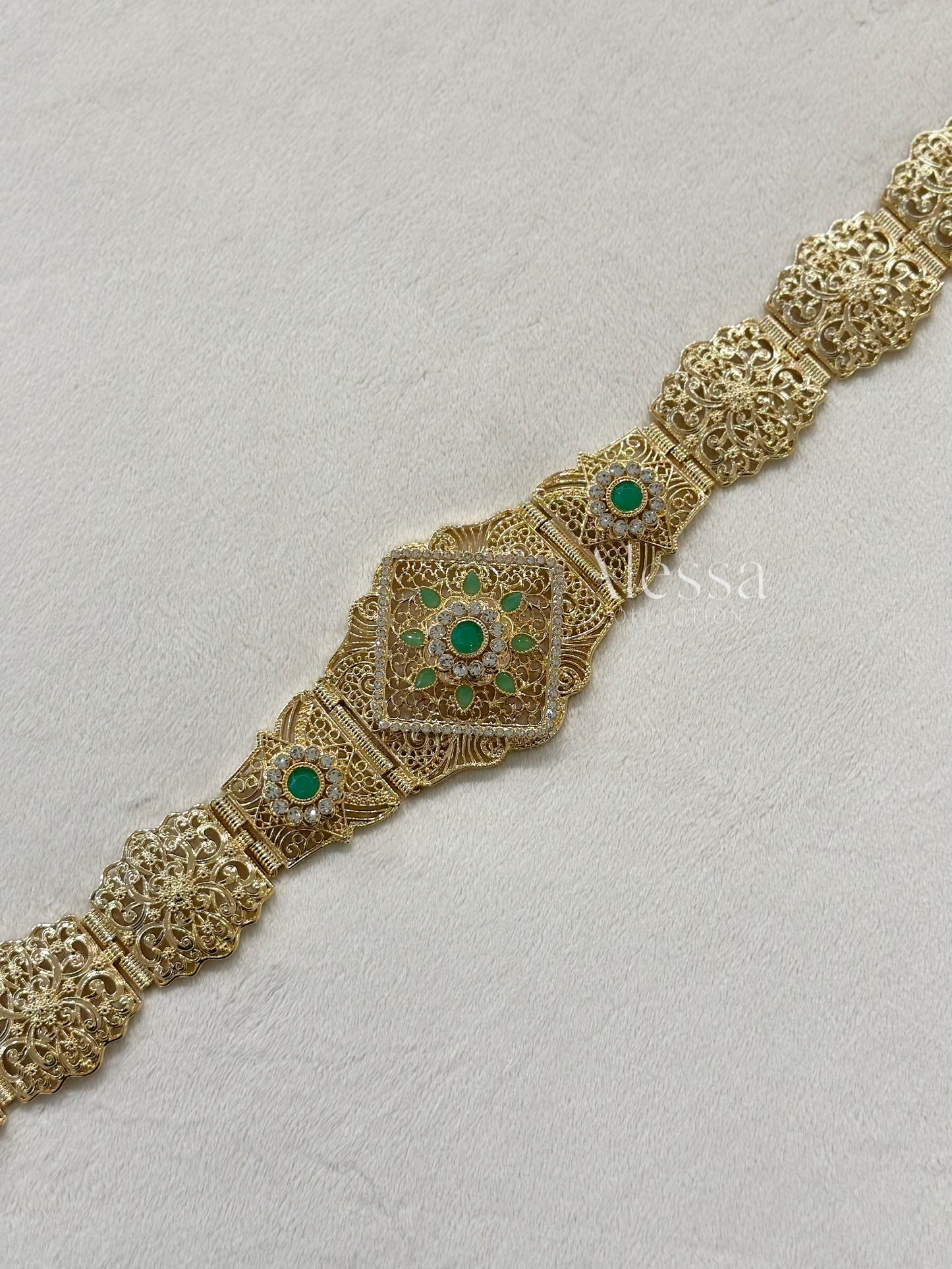 CEINTURE OR VERT EAU 0096