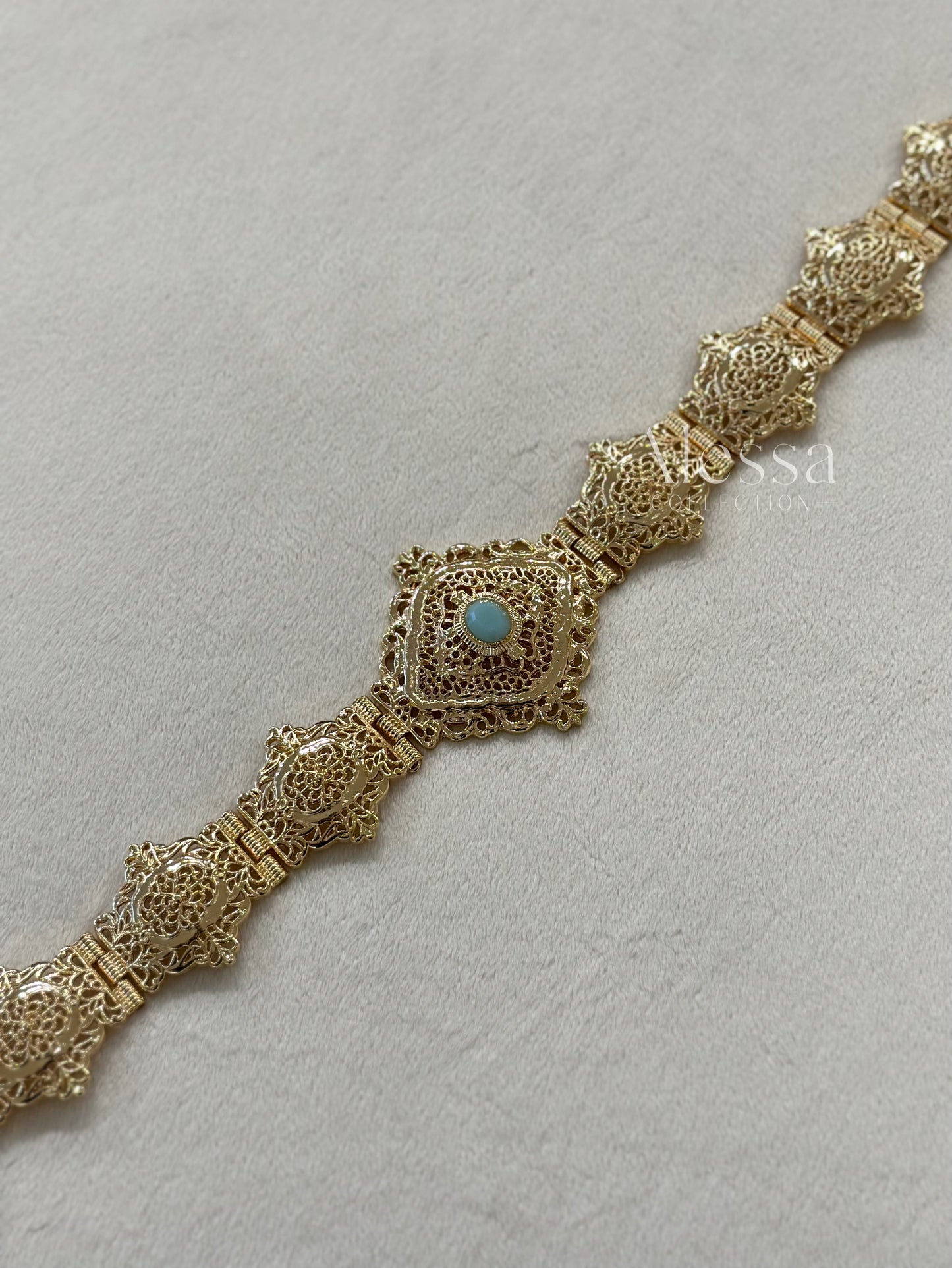 CEINTURE OR BLEU PASTEL 0105