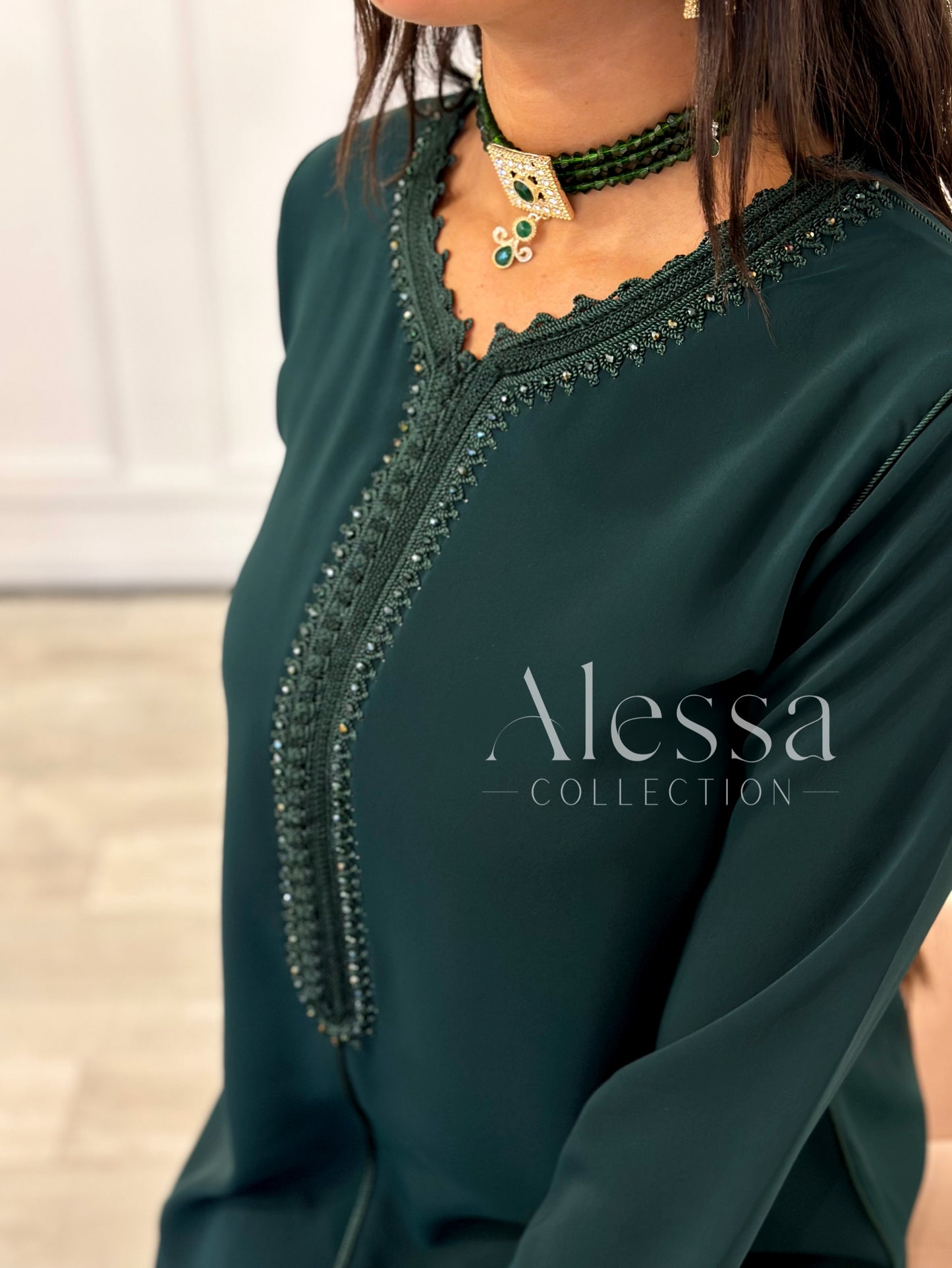 ABAYA HANNA VERT EMERAUDE