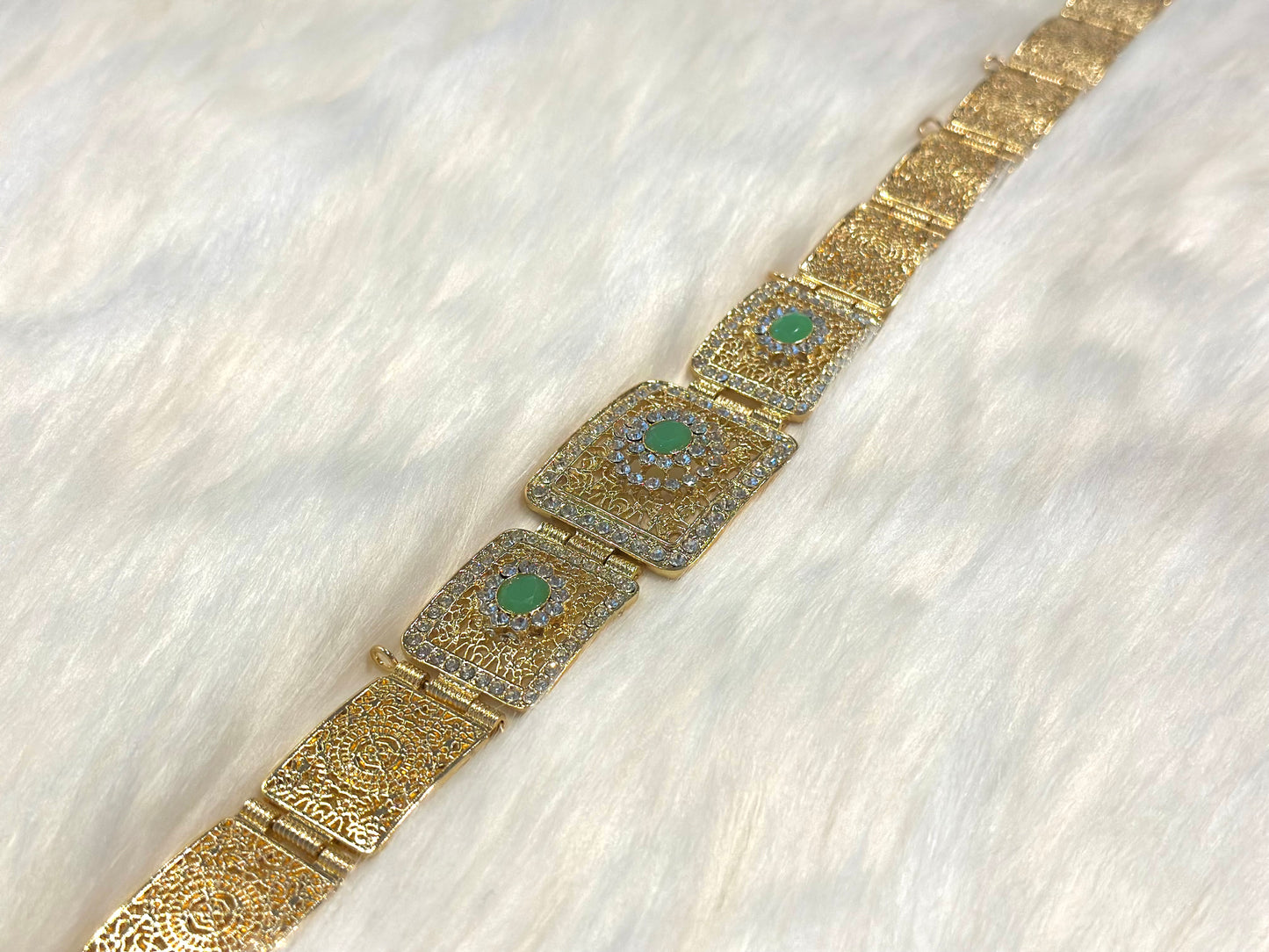 CEINTURE OR VERT EAU 0067