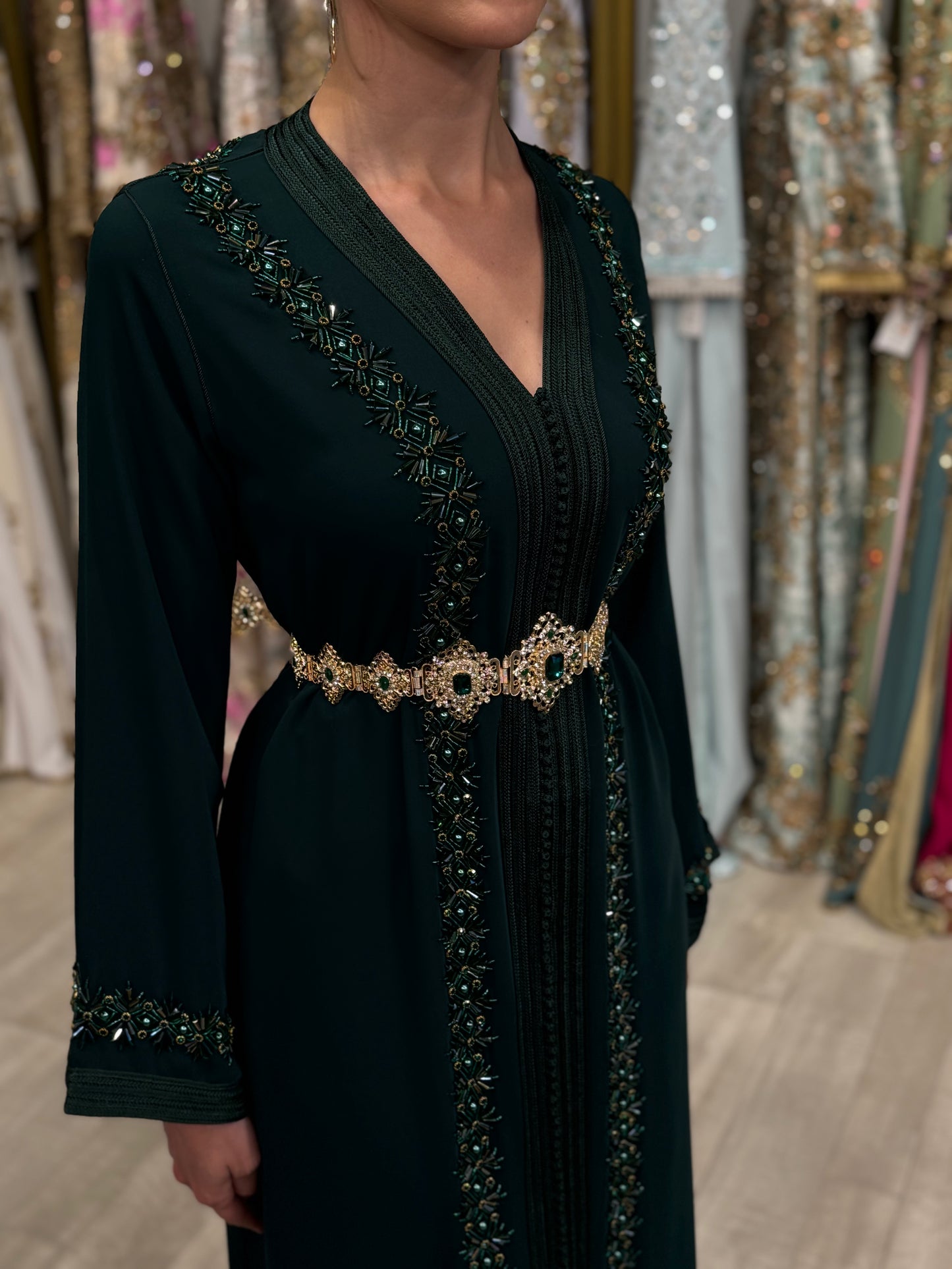 CAFTAN SAFAA VERT ÉMERAUDE