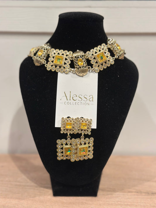 Parure Dalia jaune clair