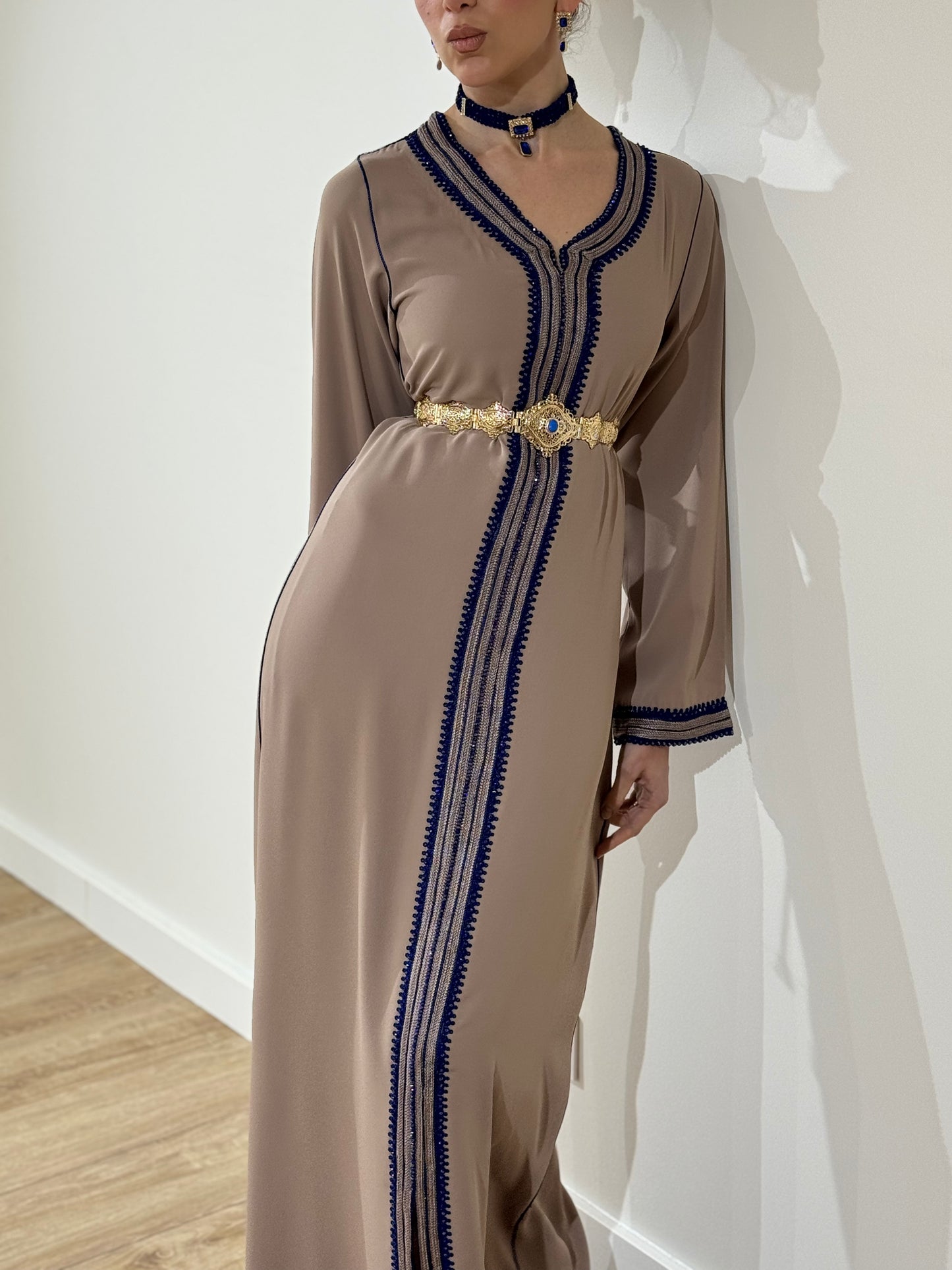 CAFTAN MYRA TAUPE/BLEU ROI