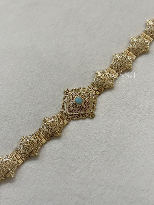 CEINTURE OR BLEU PASTEL 0105