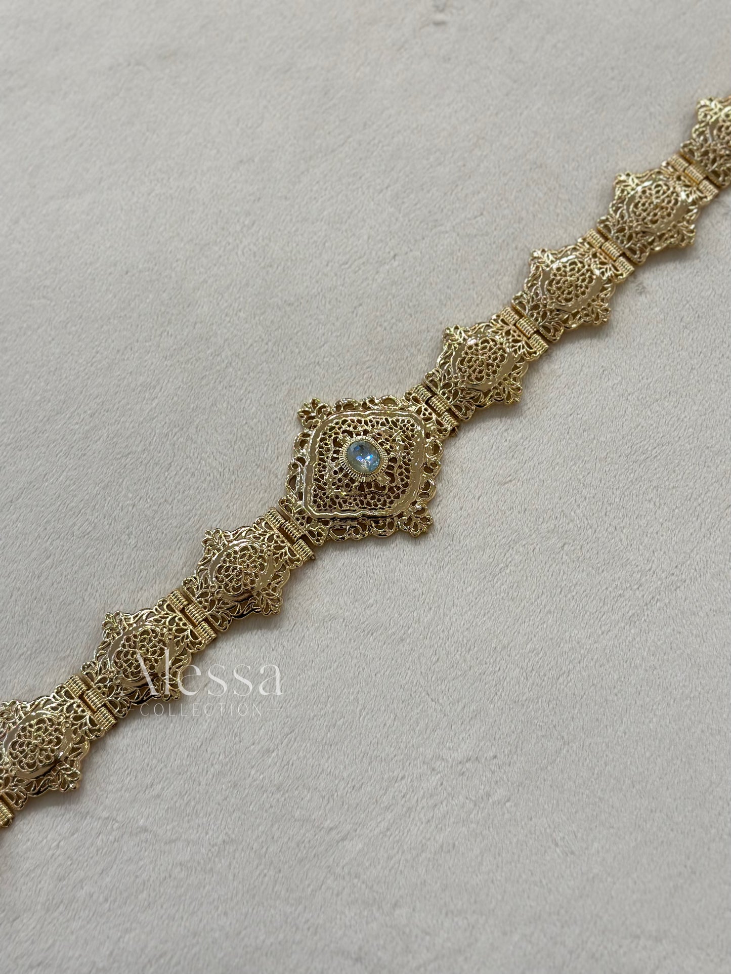 CEINTURE OR BLEU CLAIR 0103