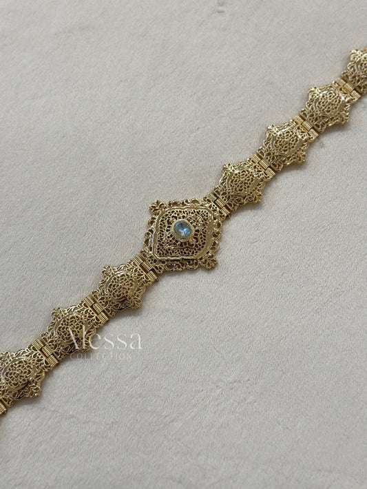 CEINTURE OR BLEU CLAIR 0103