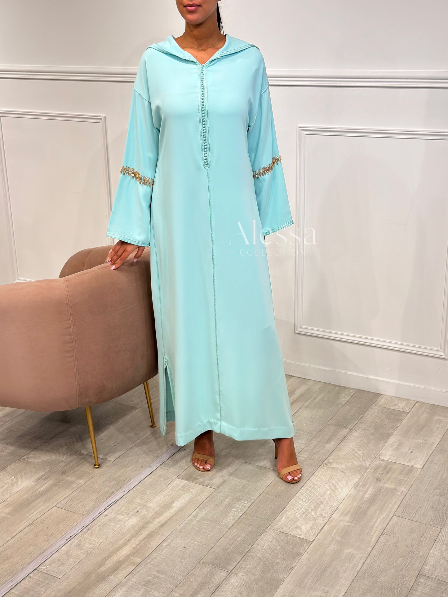 JELLABA IZAA VERT EAU