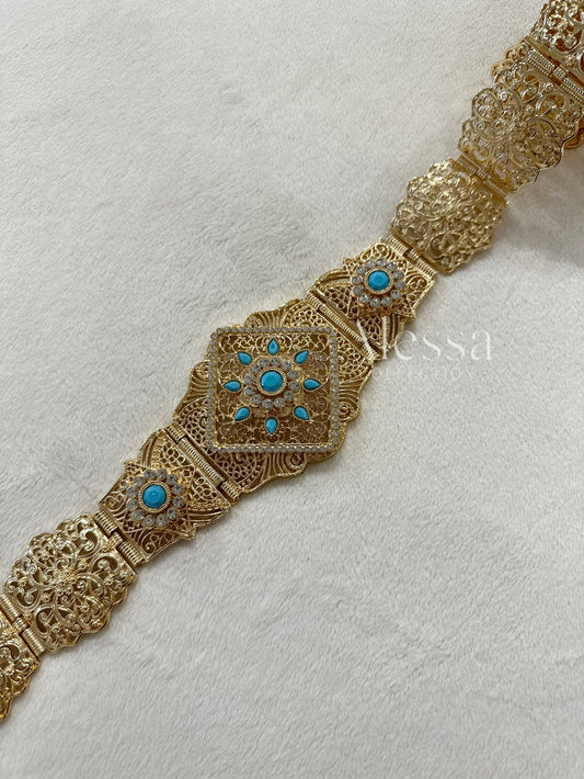 CEINTURE OR TURQUOISE 0094